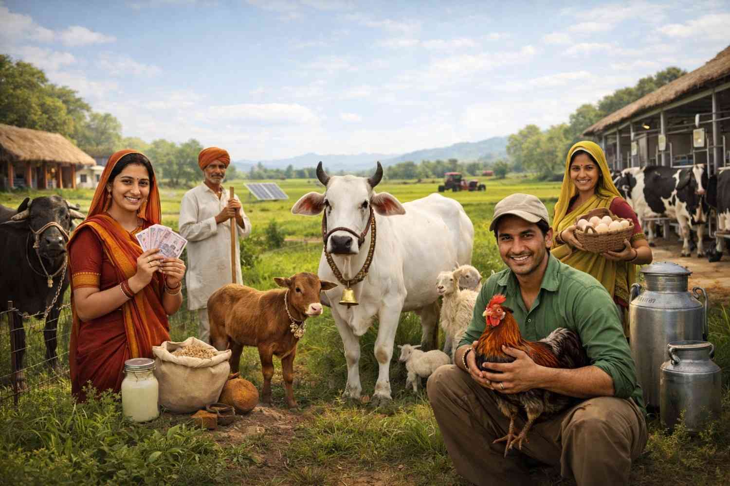 किसान अपने पशुधन के साथ